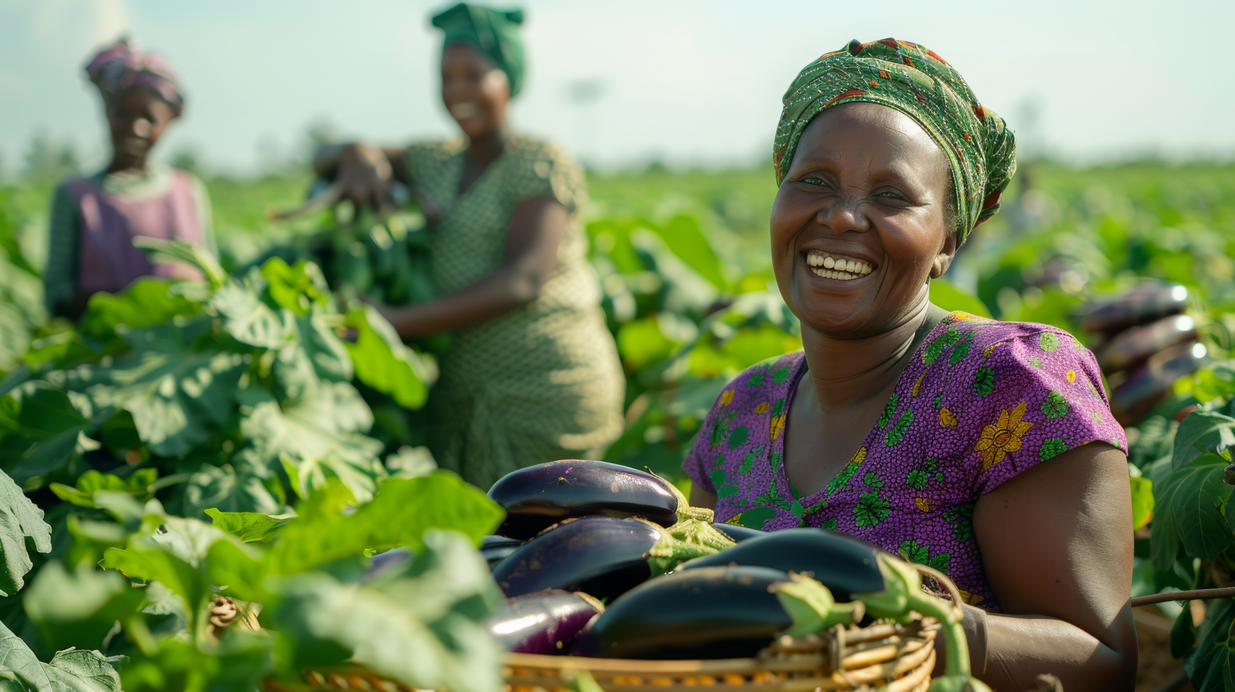 Smiling African farmers